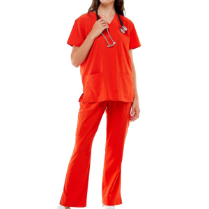 Uniformes Médicos Unisex con Cuello en V y Cinco Bolsillos, Antiarrugas, Lavables, de Poliéster/Algodón, en Oferta - Product Image 6