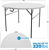 Table pliante ronde en plastique de 6 pi Table de banquet portable pliable d'événement pour table d'événements intérieure/extérieure