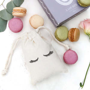 6-Pack Closed Eyelashes <b>Wedding</b> Favor Cotton <b>Bags</b> - Product Image 2