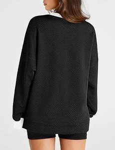 Sudaderas de mujer de talla grande a la moda, sudadera cómoda de algodón transpirable con cuello redondo y Media manga - Product Image 4