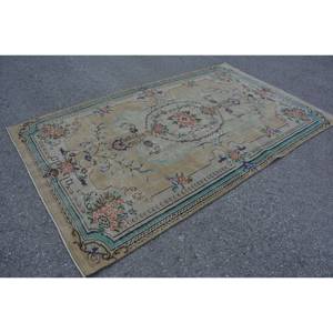 พรมตุรกีวินเทจขนาดใหญ่5.2x8.6ฟุตพื้นที่สีเบจสีเขียวขนแกะลายเย็บปะติดปะต่อกันสไตล์ทาบริซสำหรับวัยรุ่นพรมห้อง - Product Image 2