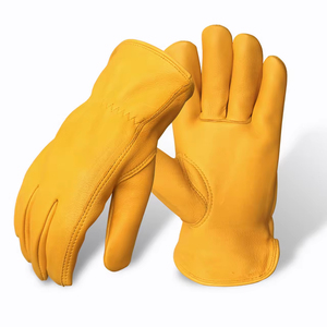Gants de conducteur en cuir de vachette fendu Durable de haute qualité robuste protégeant les mains des gants de travail de sécurité de la construction - Product Image 1