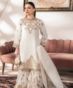 Elegante Tweedelige Abaya-Set Pakistani Past Bij Indiase Punjabi Kurta Gazon Gestikte Sharara-Islamitische Kleding Damesmode