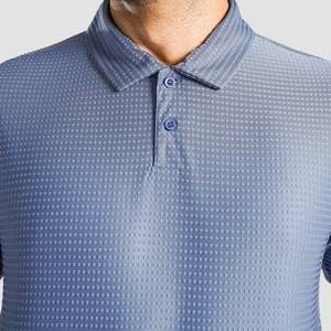 Polo 100% Polyester à texture DOT (JK Bleu) respirant, coupe courte, taille XL, avec logo brodé, couleur foncée, technique, tricoté uni - Product Image 6