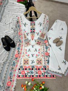Presentamos el nuevo diseño de moda Party Wear Look Top-Plazzo y Dupatta con trabajo de bordado pesado para mujeres y niñas - Product Image 4