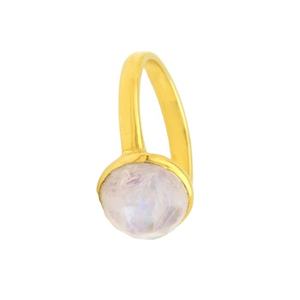 Vente de noël 12mm lunette bague de réglage pour les femmes solide 925 en argent Sterling et or 18 carats naturel arc-en-ciel pierre de lune bijoux fins - Product Image 3