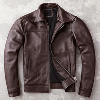 Nouvelle veste décontractée en cuir véritable pour homme, en toile enduite et cuir de vache, style urbain, col montant, coupe ajustée, imperméable et réversible pour l'hiver