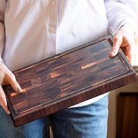 Planche à découper en bois d'acacia écologique à grain traversant pour la cuisine, idéale pour les fruits, le fromage et les steaks