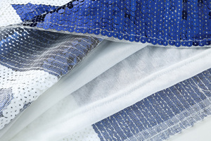 Recién llegado, vestido de día de juego hasta la rodilla informal Unisex para mujer, blanco con lentejuelas azules y vaqueros bordados, ropa de camiseta de verano - Product Image 5