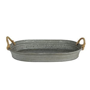 Set of 3 Copper Antique Galvanized Metal Oval Serving <b>Tray</b> With Wood Handle for Home and Hotel Drinks & <b>Snacks</b> Serving <b>Tray</b> - Product Image 5