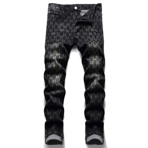 แฟชั่นใหม่สำหรับผู้ชายกางเกงยีนส์ขาตรงเอวสูงทรงสกินนี่รัดรูปสีขาว - Product Image 3