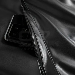 Veste en cuir à la mode pour hommes avec poches zippées et doublure douce pour toutes les saisons porter une veste d'hiver pour hommes - Product Image 3