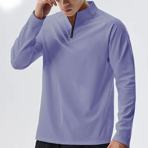 Premium Custom Logo Gym 1/4 Quarter Zip Stand-up Collar Neck Pullover Camisetas Ropa deportiva Manga larga Hombres Jogging Golf Camisas - Product Image 2