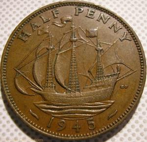 เหรียญสะสมเพนนีสีแดงของสะสม1945ที่หายากในสหราชอาณาจักร - Product Image 5