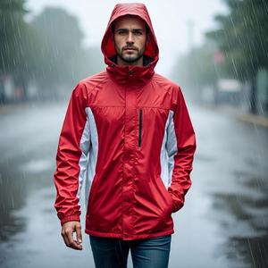 Chaqueta impermeable de nailon con cremallera frontal para hombre, cortavientos ecológico de alta calidad, senderismo, Color sólido, estilo callejero, capucha para lluvia - Product Image 3