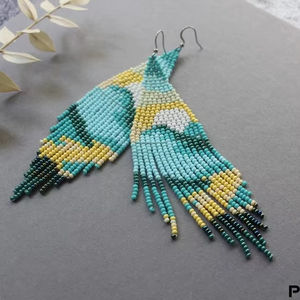 Boho ต่างหูลูกปัดด้วยการออกแบบสีฟ้าครามแอนดี้ cascading Fringe, เครื่องประดับของขวัญที่ไม่ซ้ำกัน - Product Image 1