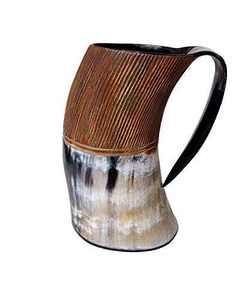 Elegante taza vikinga de cuerno de búfalo, logotipo grabado personalizado, jarra hecha a mano de calidad superior para uso en oficina, hecha en la India - Product Image 5