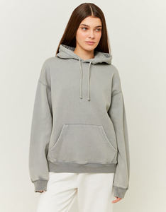 เสื้อฮู้ดดี้ผู้หญิงดีไซน์ใหม่ สีเบจ ทรงหลวม ไหล่ตก ผ้าไม่ยับ ระบายอากาศดี ล้างสีแบบแอซิด สไตล์ไฮสตรีท - Product Image 6