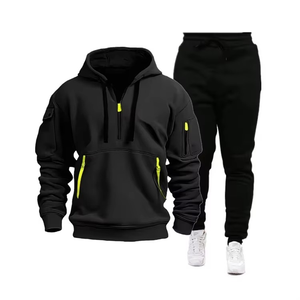 Tenue de sport décontractée 2 pièces avec logo personnalisé OEM pour hommes, survêtement de jogging brodé avec capuche et pantalon de survêtement, ensemble survêtement - Product Image 3