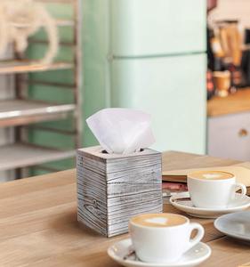 กล่องกระดาษทิชชู barnwood สีขาวที่ใส่กล่องทิชชู2แพ็ครวมถึงแผงด้านล่างแบบสไลด์ออกที่ใส่กล่องทิชชู่ทรงสี่เหลี่ยมมีสไตล์ - Product Image 4