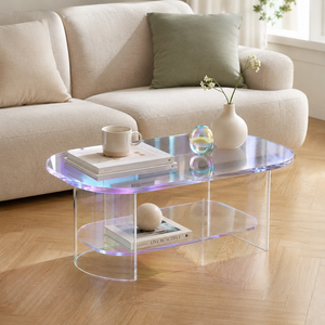 Schillernder Runder Acryl-Couchtisch, Acryl-Beistelltisch für Wohnzimmer, Maßgefertigter Acryl-Tisch für Zuhause, Café & Ausstellungen - Product Image 2