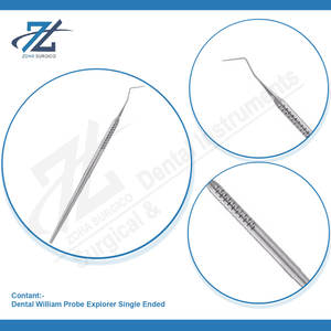 Dental William Probe Explorer Herramienta de examen dental de acero inoxidable manual de un solo extremo - Product Image 4