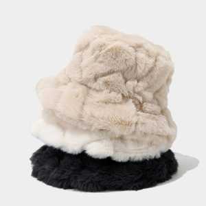 SIDDIQUI HOSINEX 2024 Women's <b>Faux</b> <b>Fur</b> Plush Solid Laminated Casual Winter Warm Bow Ripped Seamless Dyed <b>Bucket</b> <b>Hat</b> - Product Image 1