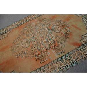 Vintage 5,8x8,8 pies de látex de lana turca estilo-Tabriz alfombra naranja azul Patchwork diseño 9x12 rectángulo abstracto para juegos de alfombras - Product Image 5