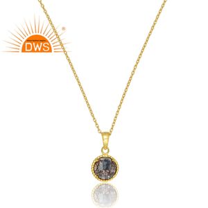 Hot Selling 925 Sterling Silver 18K Gold Plated Mojave Copper Ethiopian <b>Opal</b> <b>Pendant</b> <b>Necklace</b> Demi Fine Jewelry Manufacturer - Product Image 2
