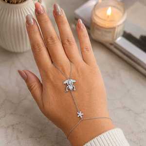 Bracelet porte-bonheur en argent sterling 925 avec grenouille porte-bonheur et pierre blanche Shahmaran - Product Image 2