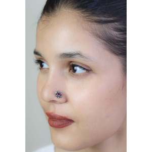 925 Silver Nosepin with Nazakat Sitara Ruby Body Jewelry with Opal and Stainless Steel/<b>Wire</b> 14K <b>Titanium</b> Piercing Jewelry - Product Image 1