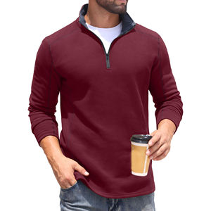 เสื้อสเวตเชิ้ตซิป ¼ ซิป ทรงปกติ คุณภาพสูง ผลิตตามสั่ง พร้อมโลโก้ ผ้าคอตตอนผสม กันลม สไตล์สตรีทแวร์ ขายส่ง - Product Image 3