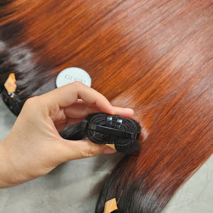 มัดผมมนุษย์แบบตรงและด้านหน้าของผมสีน้ำตาลออมเบรสีน้ำตาลขายส่ง100% เวียดนาม - Product Image 2