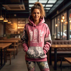 Sweat à capuche d'hiver à sublimation pour femmes Pullover de haute qualité 450gsm Fleece Printed Sublimation Hoodie Women's - Product Image 4