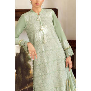 Traje de 3 Piezas para Mujer con Bordado de Zari y Lentejuelas, con Dupatta Estampada en Oro y Laca DN-52038 - Product Image 5