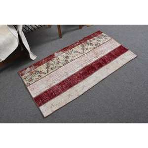 Alfombra turca Floral Vintage rojo Beige área grande clásica 2,5 'X 4,6 'piel de lana látex Rectangular Patchwork para habitación de pasillo - Product Image 2