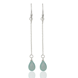 Prehnite Chalcedony Gemstone Earrings <b>Fine</b> <b>Silver</b> Jewelry Designer Solid 925 <b>Silver</b> <b>Chain</b> Drop Earrings Manufacturer - Product Image 3
