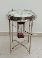 Minuterie d'envoi en métal avec horloge et table d'appoint en verre transparent avec horloge Horloge de table au design unique
