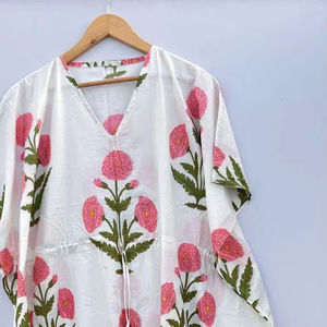 ชุดแม็กซี่เดรสคอตตอนลายดอกไม้อินเดียคาฟตันชุดเดรสลำลองทรงยาวสำหรับคุณแม่ชายหาดชุดนอนบิกินี่ - Product Image 3