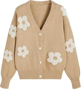 Sweatshirts à col rond décontractés et élégants en denim déchiré, logo personnalisé, broderie florale, tricot, sweats à capuche en cachemire pour femmes - Product Image 4