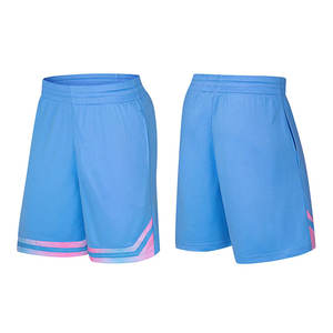<b>Men's</b> Custom Blue Sports <b>Shorts</b> with <b>Pink</b> Stripes Breathable Polyester Quick Dry Gym Training Printed Drawstring <b>Shorts</b> - Product Image 1