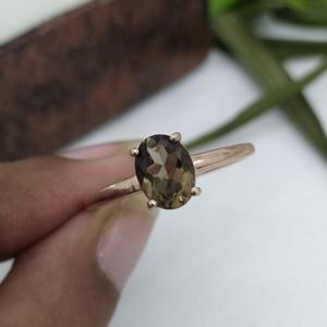 Bague en quartz fumé naturel, argent sterling 925, bijoux bohèmes élégants et luxueux, cadeau de mode pour femmes et filles, design unique - Product Image 3