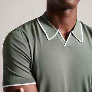 Polos en maille de haute qualité pour hommes, à col rabattu, manches courtes, motif jacquard tendance, logo personnalisé - Product Image 3