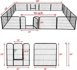 Corralito de Metal para perros hecho a mano, casa portátil para mascotas, valla plegable, corralito negro para mascotas con puerta para animales al aire libre - Product Image 6