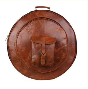 Executive Elegance Round Genuine Leather Tote Bag with Water-Resistant Zipper Closure and Tassel Embroidery Decoration - Product Image 2