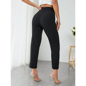 Pantalon de plongée à taille haute pour femme avec détail poche, 36491 - Noir - Product Image 4