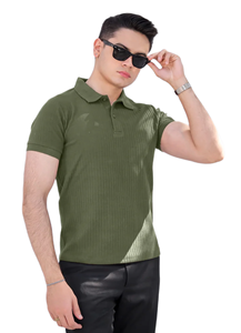 Polo pour homme en coton à manches courtes et coupe ajustée avec col basculant contrasté et garniture de manches respirant et léger - Product Image 3