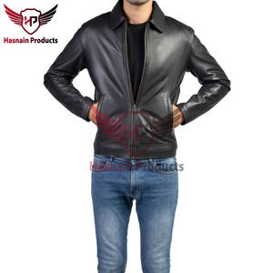 เสื้อแจ็คเก็ตหนังพรีเมี่ยมสําหรับผู้ชายพร้อมดีไซน์เสื้อคอปก - ขนาดที่กําหนดเองและโลโก้ Oem ราคาโรงงานขายส่ง - Product Image 2