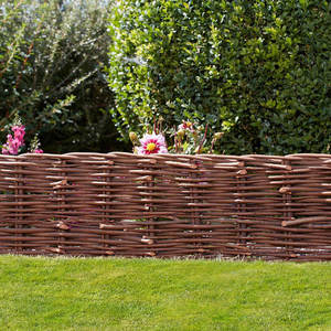 Set of 6 Brown Wood Lawn <b>Edging</b> 16'' H X 48'' W for <b>Garden</b> Decoration Combining Plastic and <b>Metal</b> Materials - Product Image 2