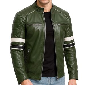 Chaqueta de Cuero con Cuello Alto para Hombre, Nueva Moda, Servicio OEM, Venta Caliente, Ropa de Abrigo Informal de Invierno, Logotipo Frontal, Impermeable y Transpirable - Product Image 1